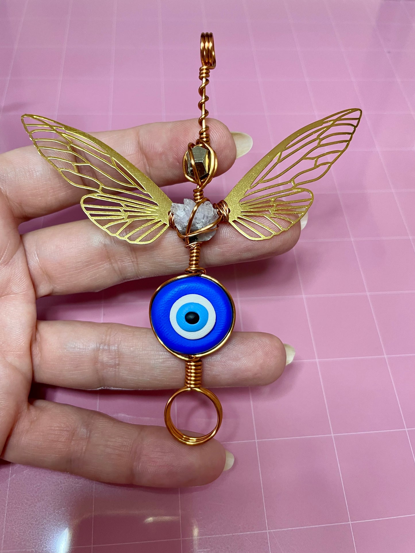 Nazar 🧿 (Evil Eye) Fairy Blunteez with Pyrite & Quartz Cluster (classic)