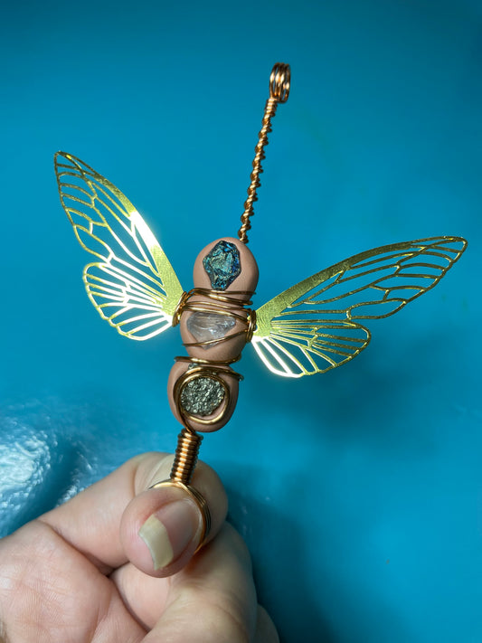 Golden Fairy Blunteez with Chalcopyrite, Blue Topaz, & Pyrite (classic)